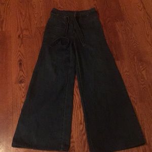 Denim wide leg pants